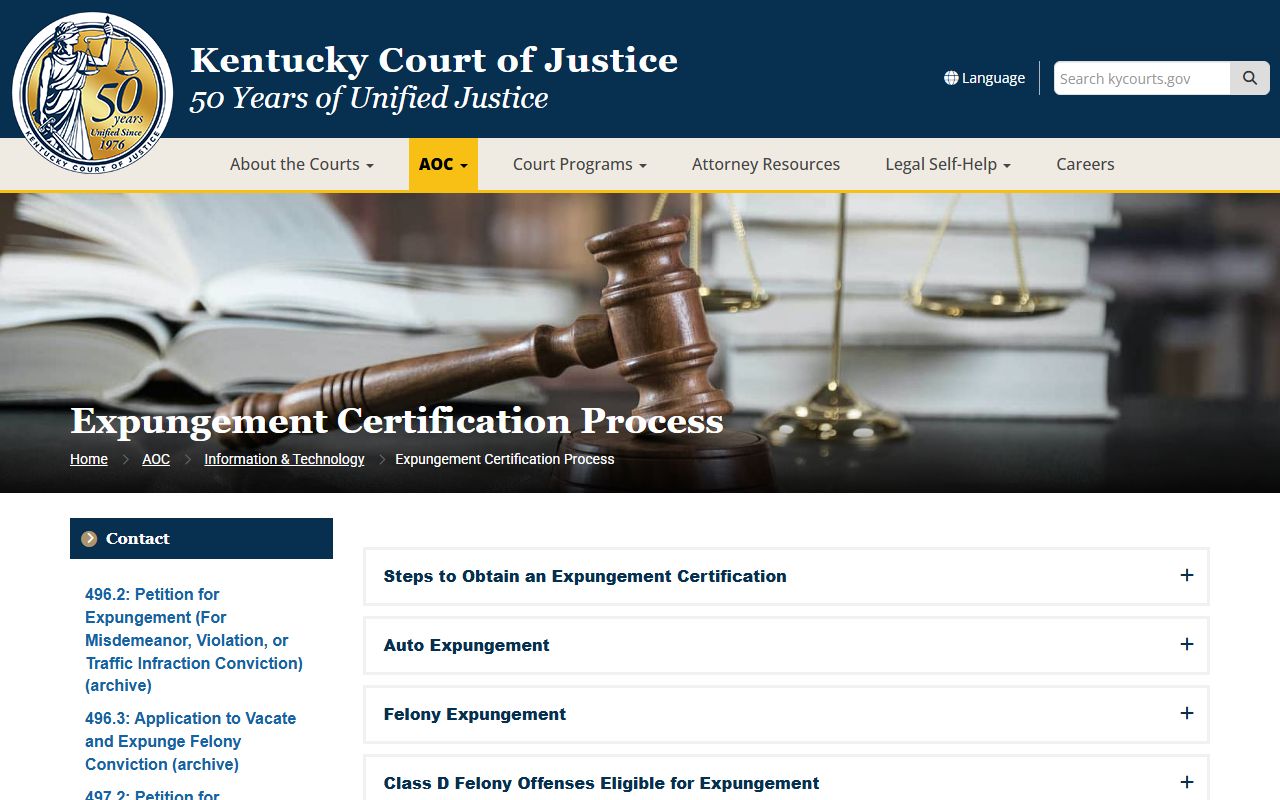 Crittenden County criminal court records expungement certification information