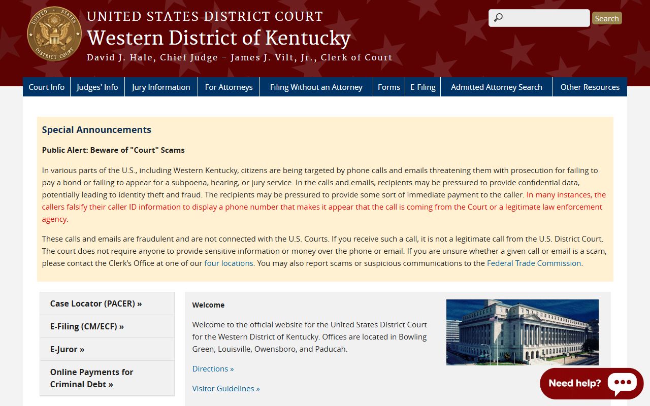 Crittenden County Circuit Court records Western District of Kentucky federal court