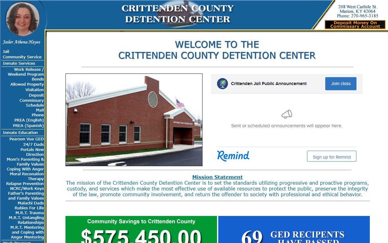 Crittenden County Court records detention center homepage