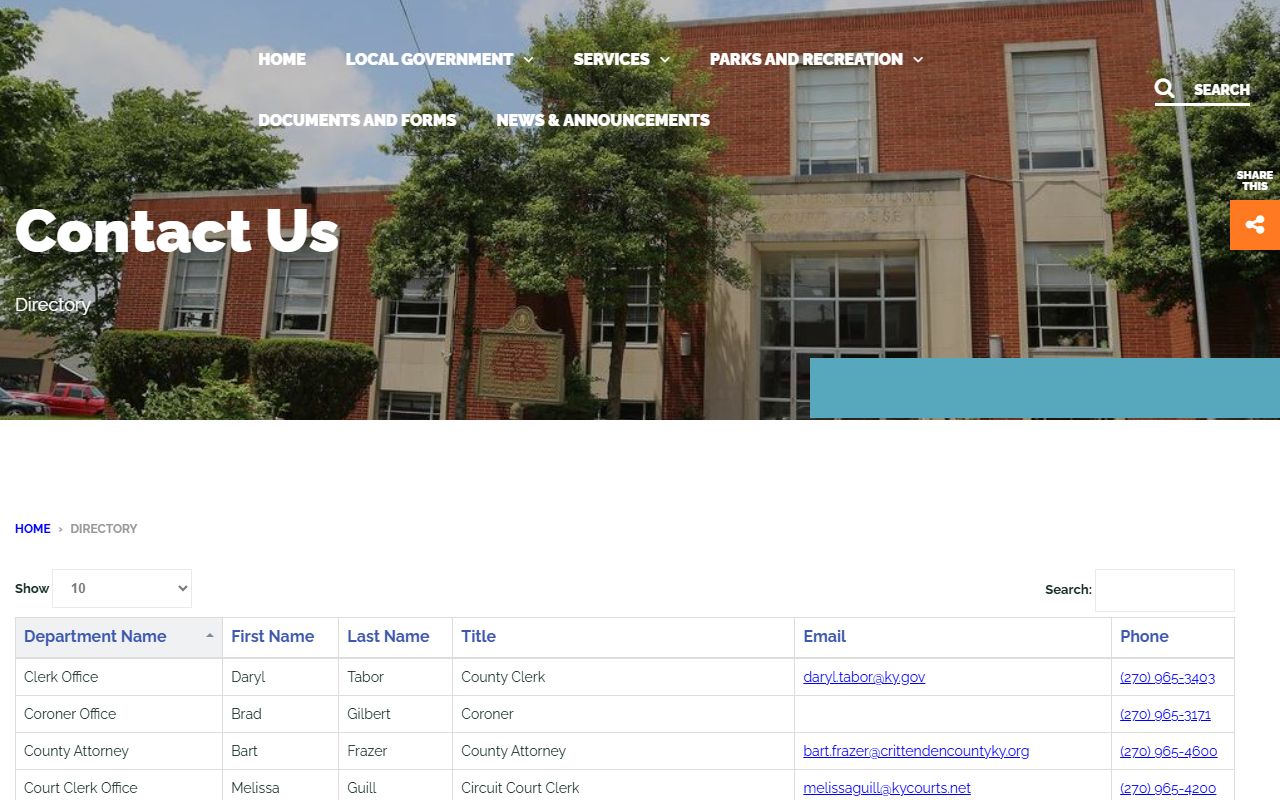 Crittenden County Court records official directory