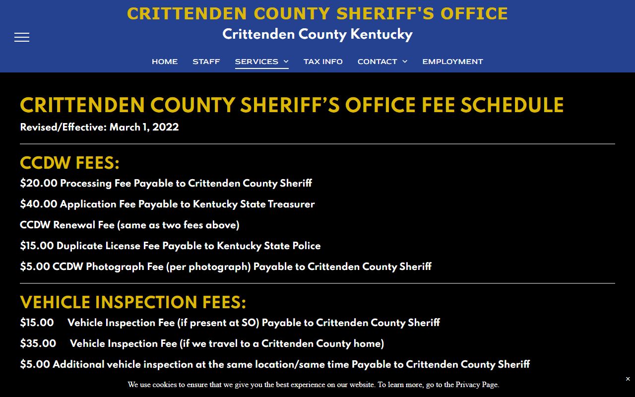 Crittenden County warrant records sheriff fee schedule
